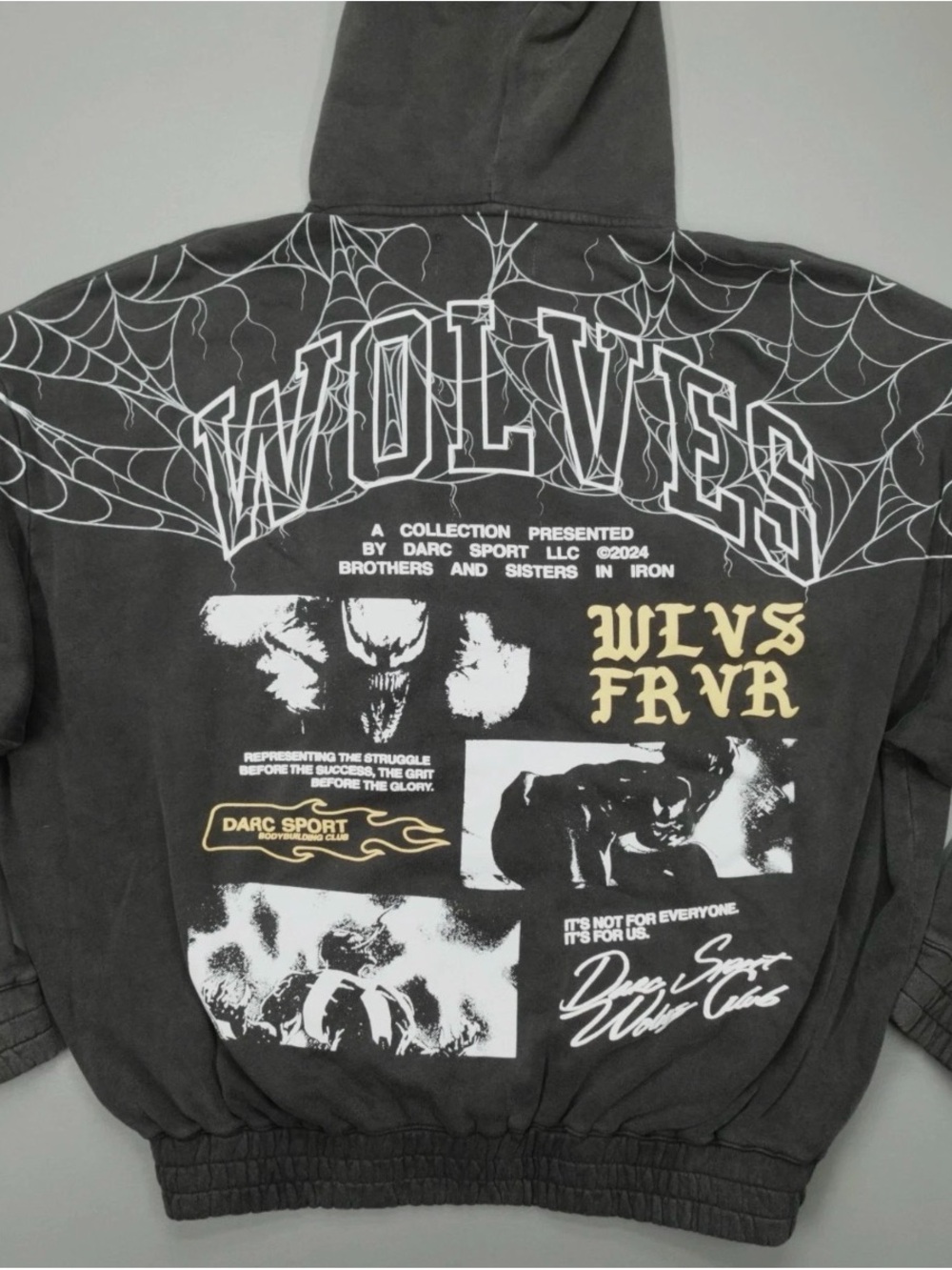 NWT Darc Sport Venom Marvel Graphic Hoodie Zip up Jacket - Charcoal - LargE